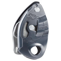 Belay device with assisted braking, optimized for 9.4 to 10.3 mm ropes.