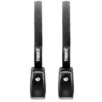 Steel cable-lined straps with locking cylinders for dual-layer protection and boat security.