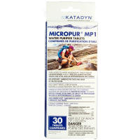 Water purification treatments for use in emergency situations, while traveling or on trail.
