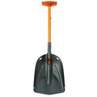 Has a curved, trapezoidal shaft that nests inside the blade storage