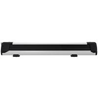Aerodynamic slide-out rack for convenient loading and unloading of skis and snowboards.