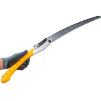 A large 14.2-inch blade and rubber-cushioned, double-fist handle is a dream to handle