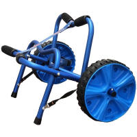 This boat cart is a compact folding cart that makes it easy to haul your kayak or canoe from car to water and back again.