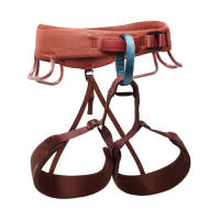 Black Diamond Women’s Momentum Harness - comfortable, adjustable climbing harness with trakFIT leg loops, Dual Core support, and easy Speed Adjust buckle.