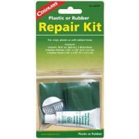 The Coghlan’s rubber repair kit works for on-the-spot repair of any vinyl, plastic or soft rubber items.