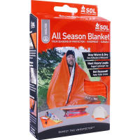 This multi-purpose thermal blanket’s material is heat reflective and versatile.