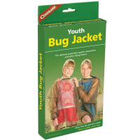 Zippered at the neck for easy access to the face and elasticized drawstring waist and cuff, this bug jacket will keep the kids safe.