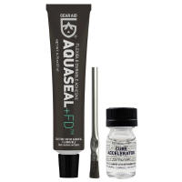 Faster repairs to waders and wetsuits. Aquaseal FD is a clear and waterproof urethane adhesive that comes in a 0.75 oz tube.