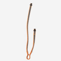 Asymmetrical Y-shaped sewn lanyard made of flat webbing, designed for passing rebelays when caving or for movement along horizontal ropes when canyoning.
