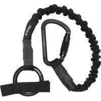 NRS Tow Tether 33" for swiftwater rescue and boat towing. Features an elastic tether, Nuq Twist Lock Carabiner and forged aluminum O-ring.