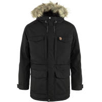 Fjällräven Men’s Nuuk Parka delivers waterproof, windproof winter protection with warm recycled synthetic insulation, a storm hood and long thigh-length coverage.
