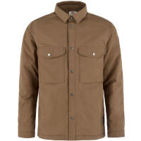 Fjällräven Men’s Övik Down Shirt Jacket combines durable G-1000® fabric with 800-fill recycled down for warm, versatile everyday layering in cold weather.