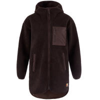 Fjällräven Women’s Vardag Pile Fleece Long delivers warm recycled teddy fleece, a relaxed thigh-length fit, fixed hood and two-way zip for versatile cold-weather layering.