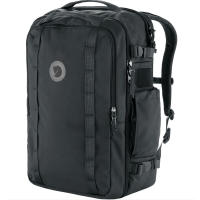 Fjällräven Färden Carry-On Pack 42 is a durable recycled travel backpack with organized storage, padded laptop access, compression straps and an included crossbody bag.